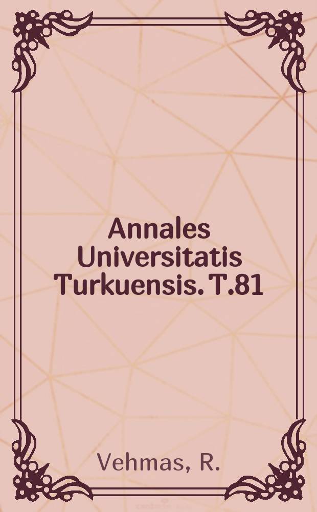 Annales Universitatis Turkuensis. T.81 : Suomen romaaniväestön ryhmäluonne ja akkulturoituminen