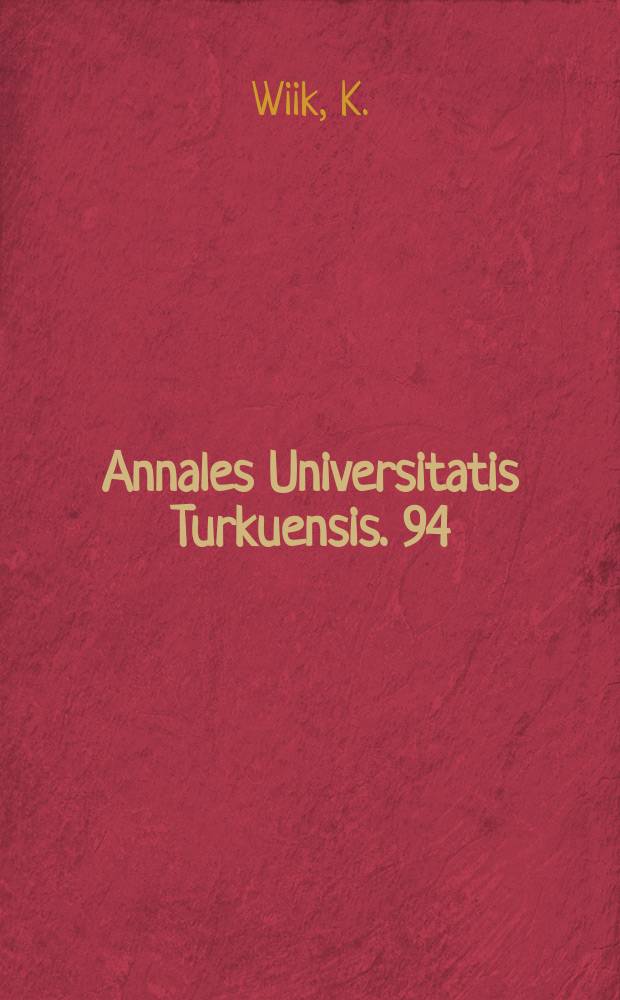 Annales Universitatis Turkuensis. 94 : Finnish and English vowels
