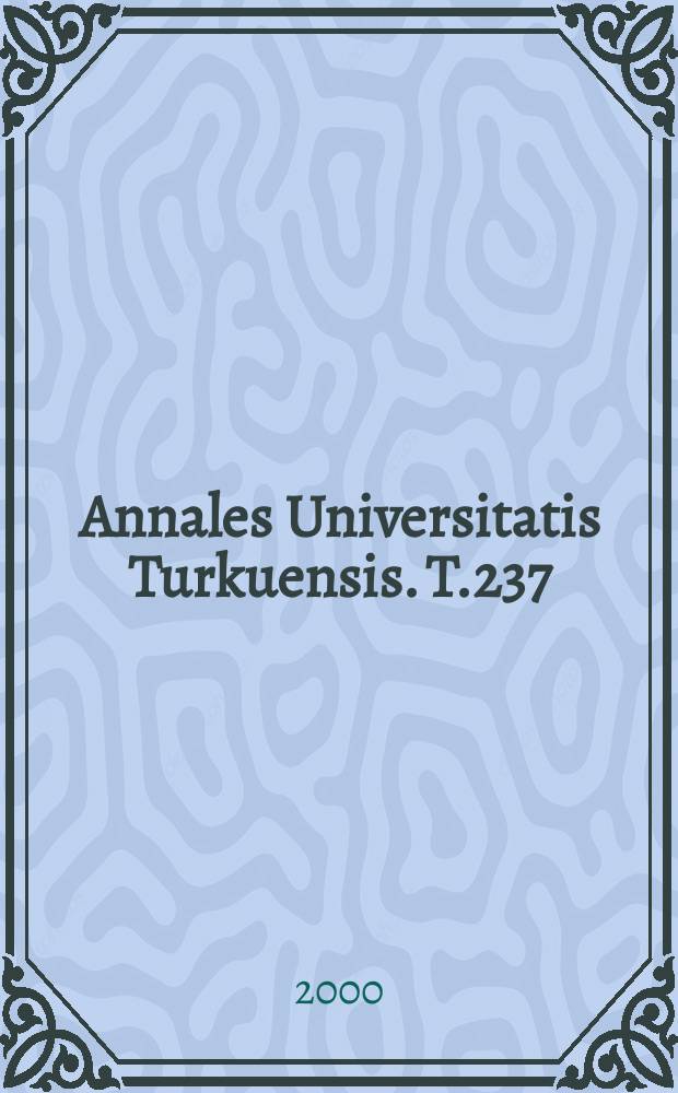 Annales Universitatis Turkuensis. T.237 : Recontextualisation du discours ...