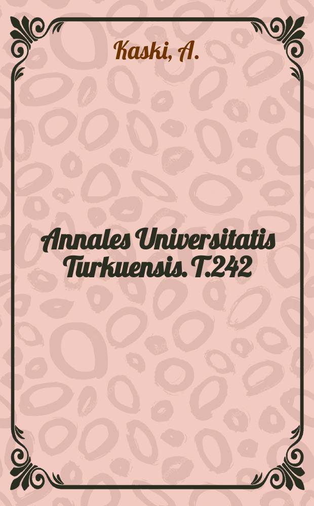 Annales Universitatis Turkuensis. T.242 : The security complex