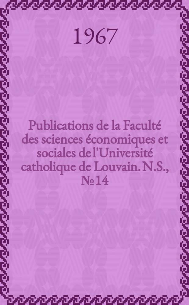 Publications de la Faculté des sciences économiques et sociales de l'Université catholique de Louvain. N.S., №14 : Urban Catholics