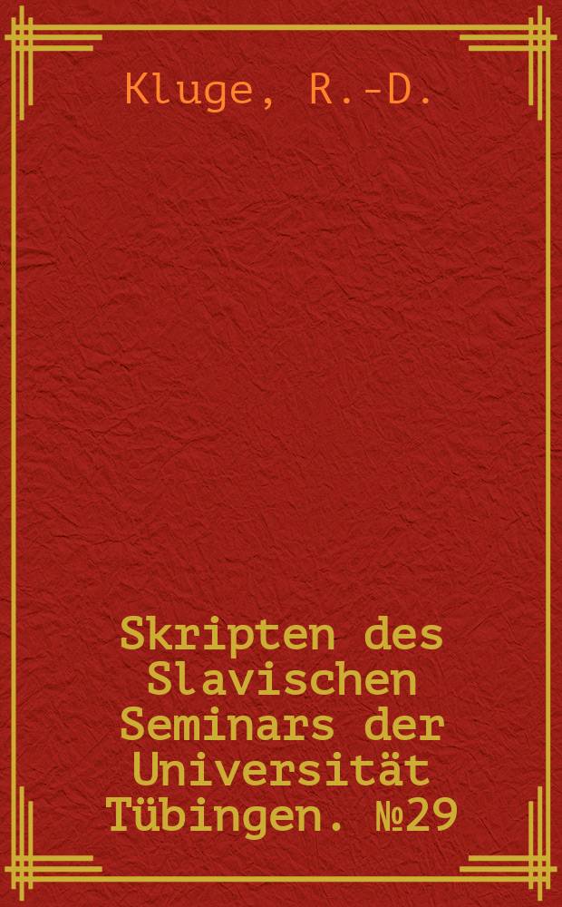 Skripten des Slavischen Seminars der Universität Tübingen. №29 : Der russische Spätrealismus (1880-1920)
