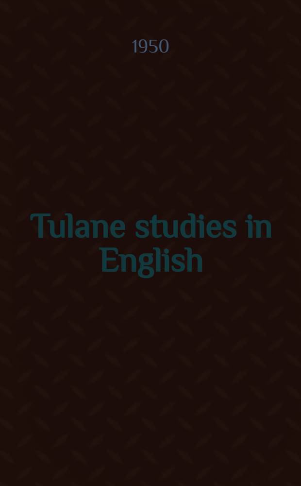 Tulane studies in English