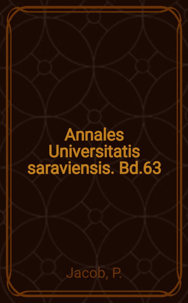 Annales Universitatis saraviensis. Bd.63 : Das Risiko der Witwenschaft...