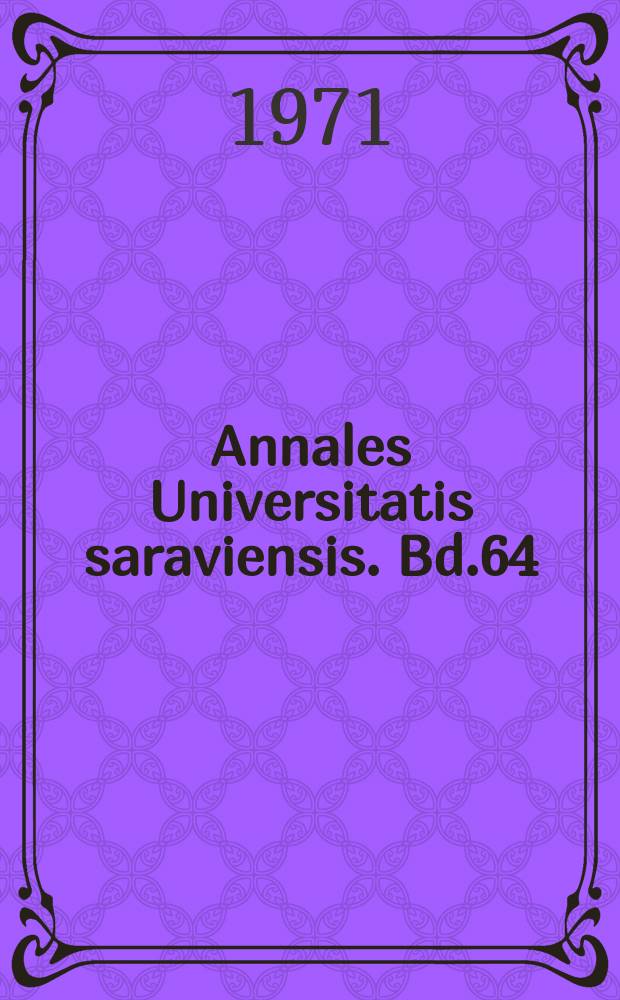 Annales Universitatis saraviensis. Bd.64 : Tatsachenfeststellungen des...