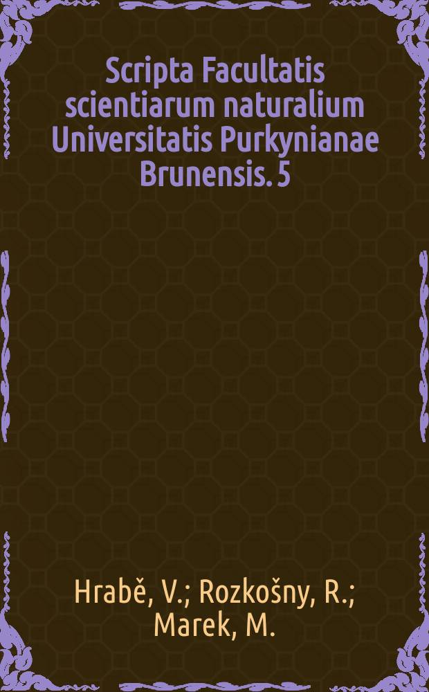 Scripta Facultatis scientiarum naturalium Universitatis Purkynianae Brunensis. 5(433) : K poznáni fauny přibřezni zóny Kníničské přehrady. K rozšířeni a době výskytu vláhonilkovitych (Sciomyzidae, Diptera) na jižní Moravě. Příspěvek k poznané vývoje larev pilatky Neodiprion sertifer Geoffr. (Hym., Tenthredinoidea)