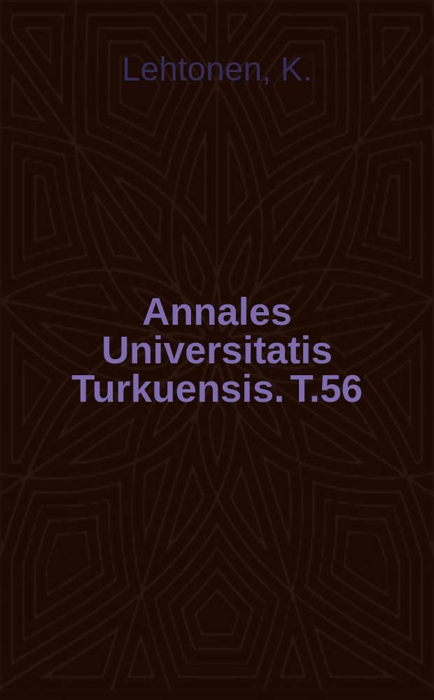 Annales Universitatis Turkuensis. T.56 : Musiikki psyykkisen työskentelyn ...