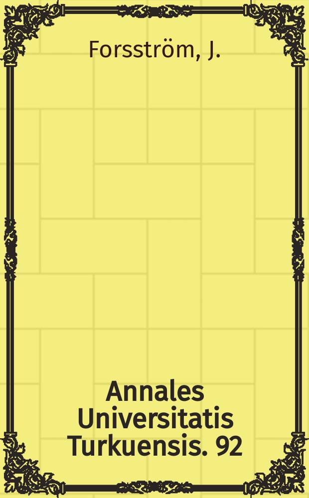Annales Universitatis Turkuensis. 92 : Machine learning in clinical medicine ...
