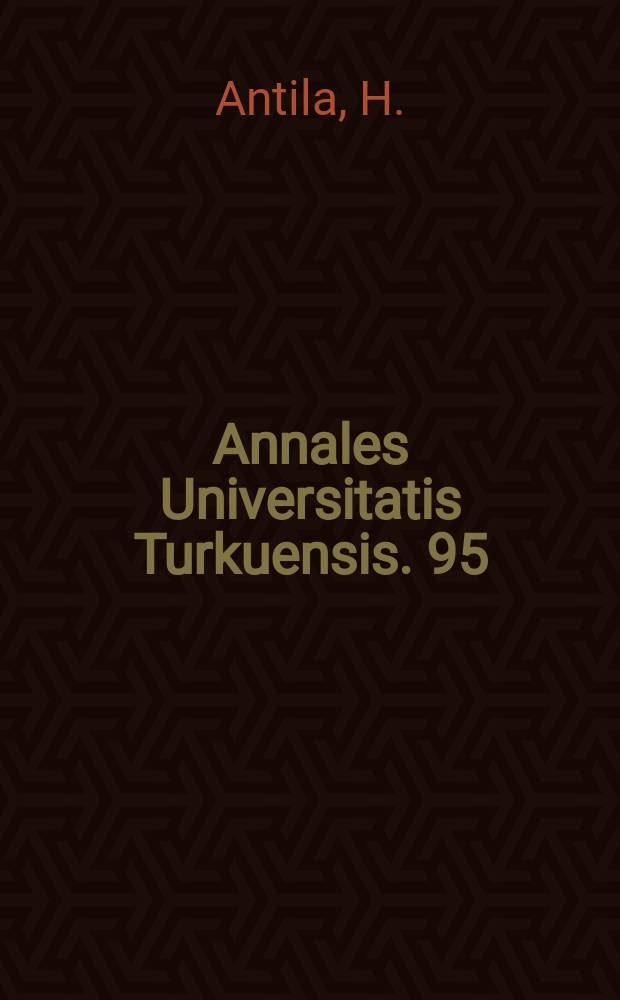 Annales Universitatis Turkuensis. 95 : Trace elements in surgical and oncological ...