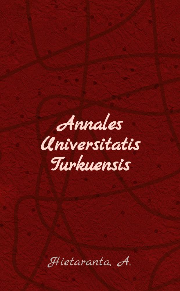 Annales Universitatis Turkuensis : Pancreatic phospholipase A2 in experimental ...