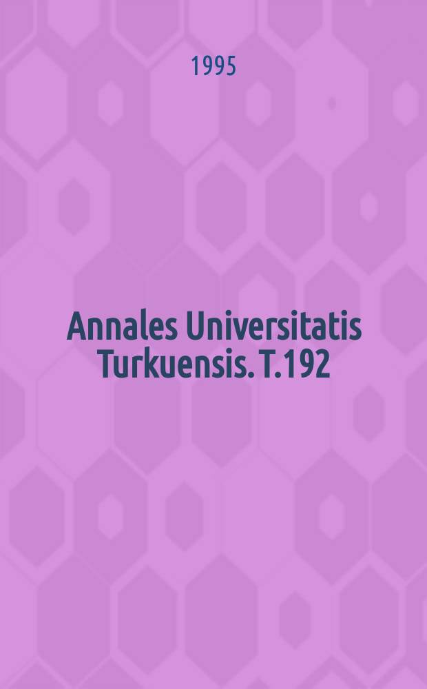 Annales Universitatis Turkuensis. T.192 : Total renin