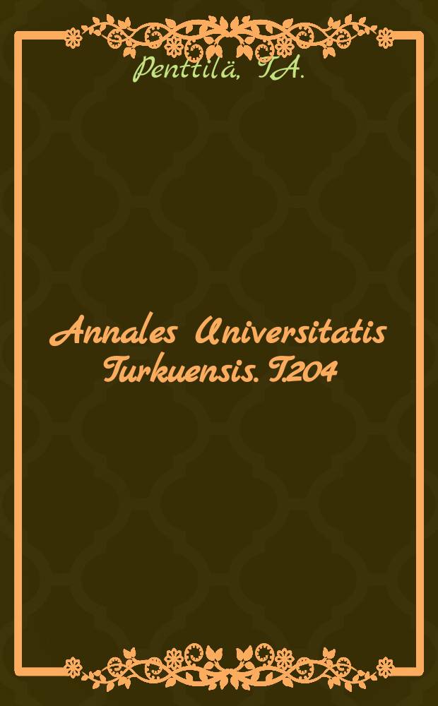Annales Universitatis Turkuensis. T.204 : Polycystic ovarian syndrome