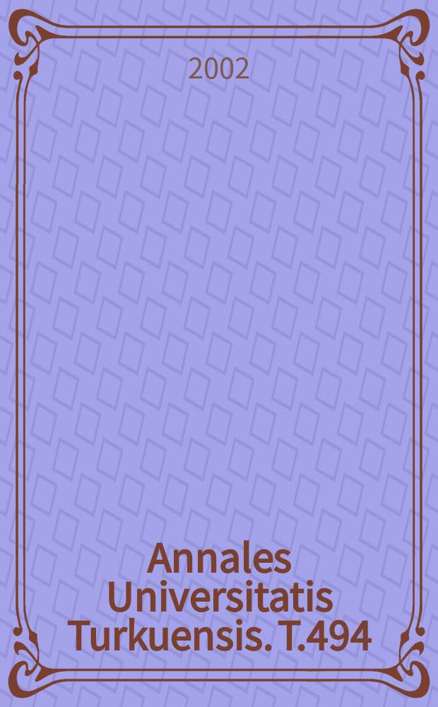 Annales Universitatis Turkuensis. T.494 : Expression of cell-cell and cell-matrix ...