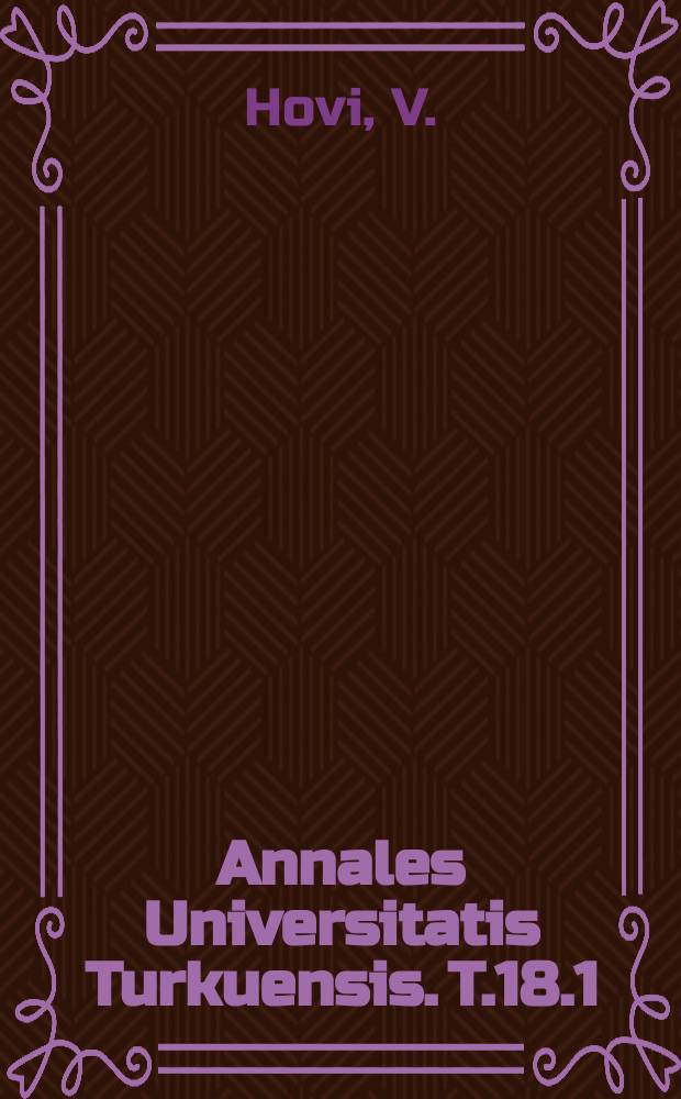 Annales Universitatis Turkuensis. T.18.1 : On the thermal expansion as a function of the degree of order of atoms in binary alloys