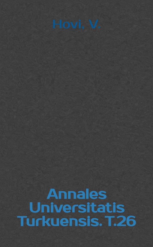 Annales Universitatis Turkuensis. T.26 : X - Ray studies on CsCl, CsBr and CsCl - CsBr solid solutions