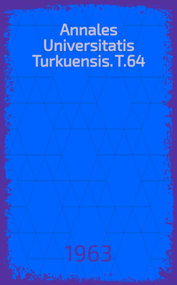Annales Universitatis Turkuensis. T.64 : The kinetics of the methanolysis of aliphatic acetals