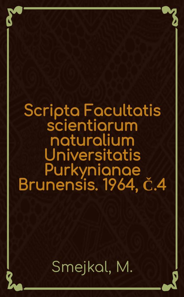 Scripta Facultatis scientiarum naturalium Universitatis Purkynianae Brunensis. 1964, Č.4(452) : Rozšířeni a ekologicko - fytocenologická charakteristika československých Světlíků (Euphrasial)