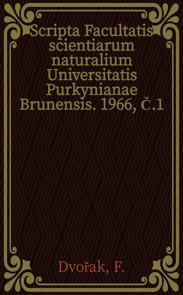 Scripta Facultatis scientiarum naturalium Universitatis Purkynianae Brunensis. 1966, Č.1(469) : Hesperis matronalis L. (Taxonomy study)