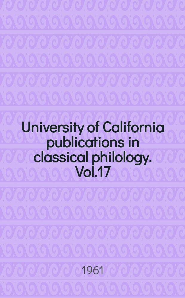 University of California publications in classical philology. Vol.17 : Analysis of the Śrāvakabhūmi manuscript