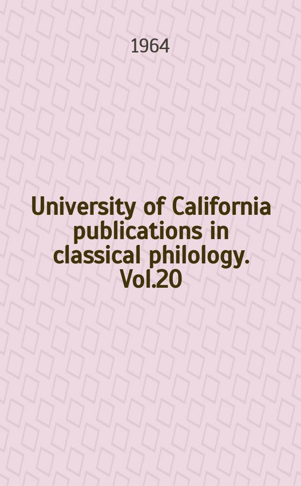 University of California publications in classical philology. Vol.20 : Elements of poetry in the Mahābhārata