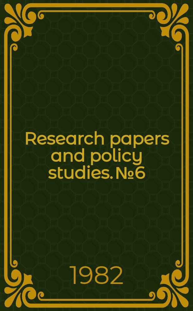Research papers and policy studies. №6 : The Japanese challenge and the American response