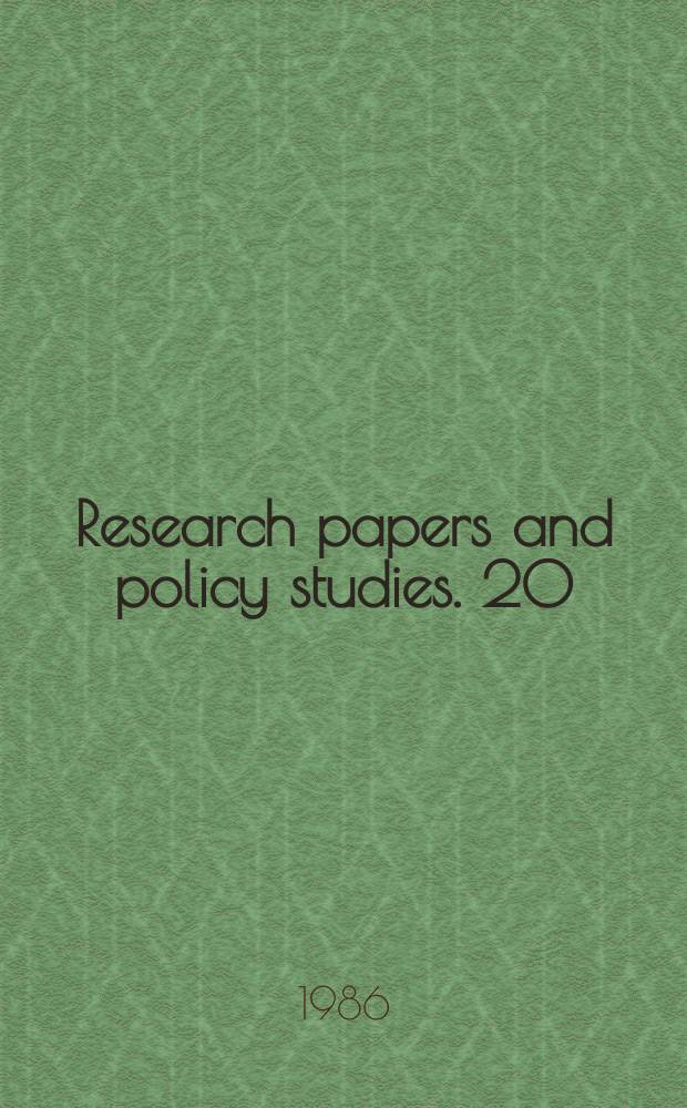 Research papers and policy studies. 20 : United States- Thailand relations