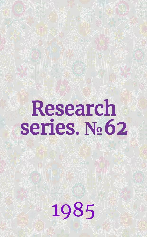 Research series. №62 : Comparative social policy