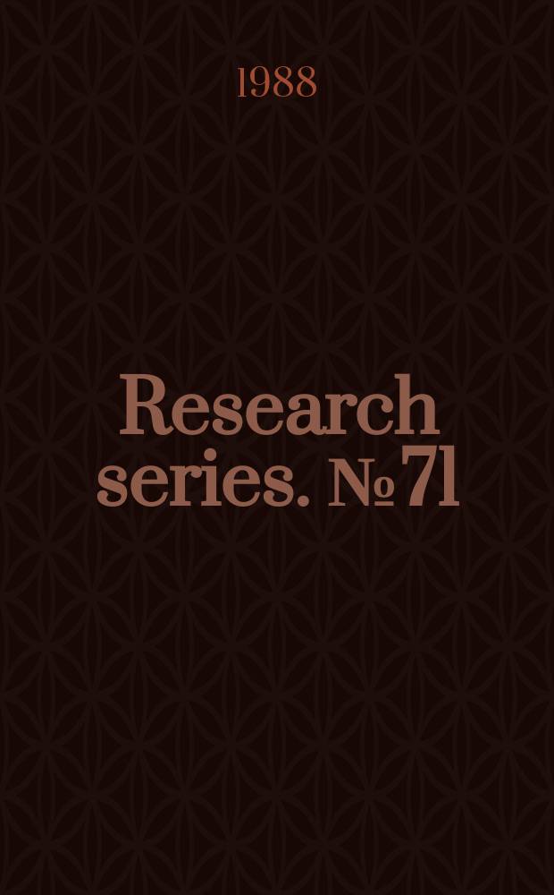Research series. №71 : State and welfare, USA/USSR