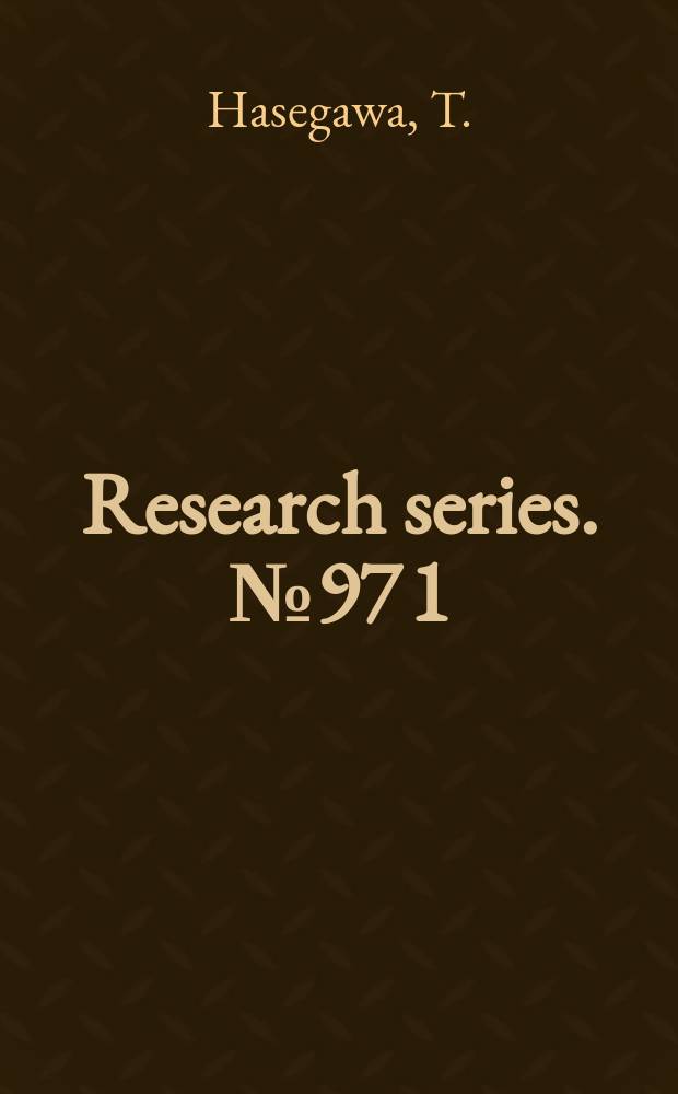 Research series. №97[1] : The Northern Territories dispute ...