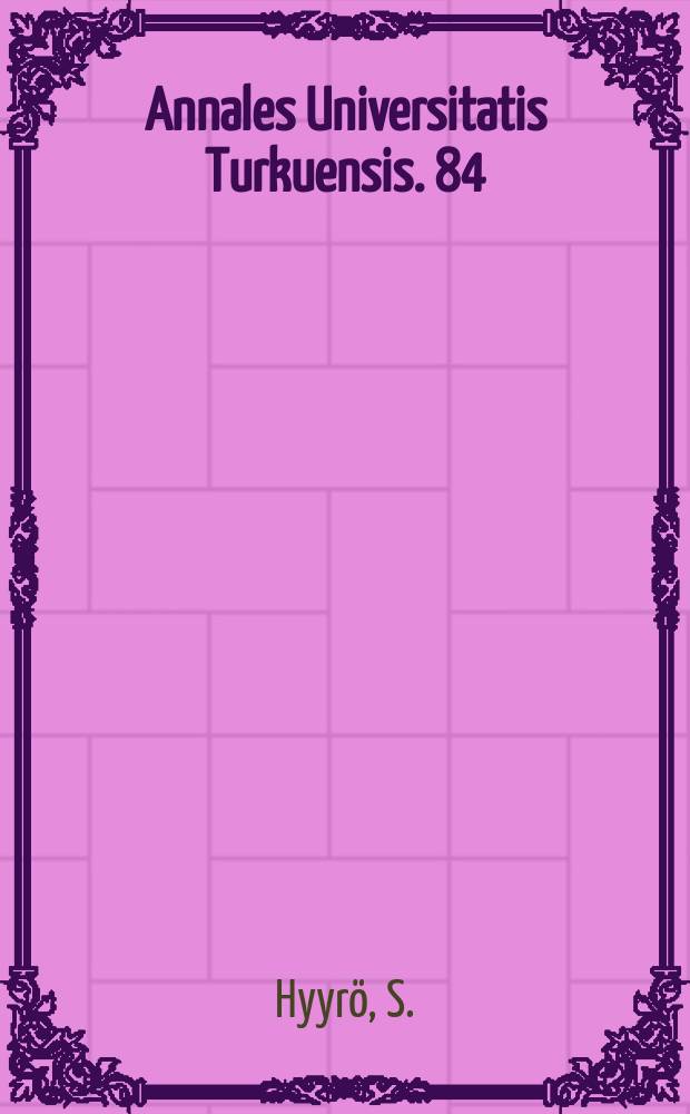 Annales Universitatis Turkuensis. 84 : Über Approximation algebraischer Zahlen durch rationale