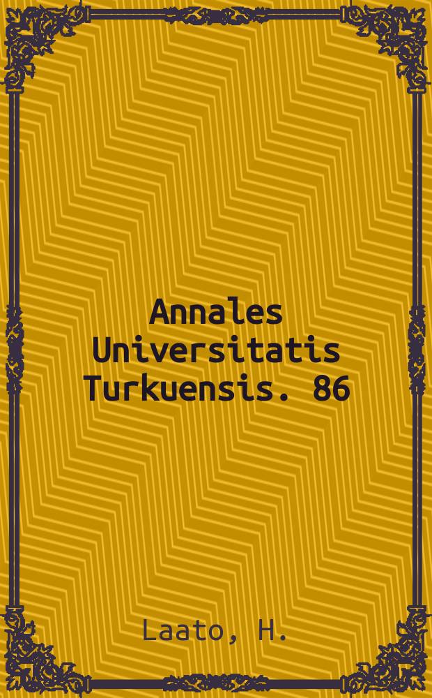 Annales Universitatis Turkuensis. 86 : The carbonyl bands in the infrared spectra of methyl acetate and its chloroderivatives