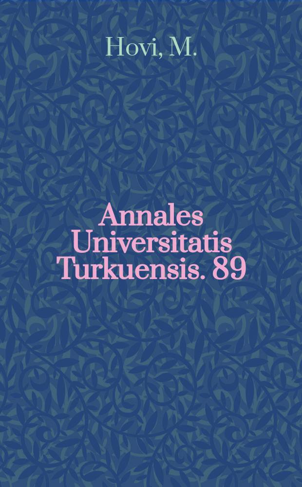 Annales Universitatis Turkuensis. 89 : Free energy of formation and the gap of solubility of KBr - Kl solid solutions