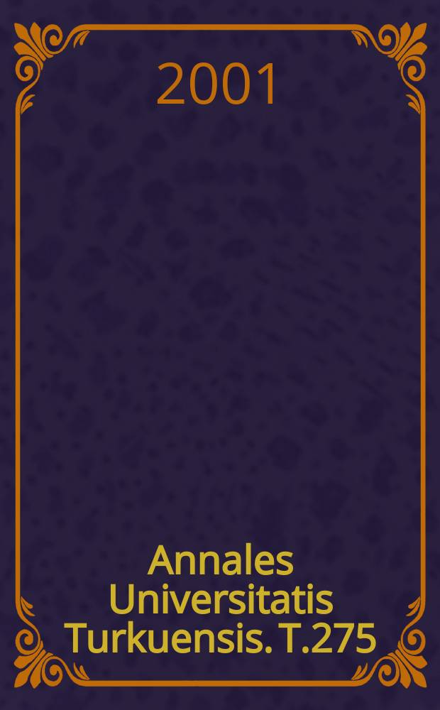 Annales Universitatis Turkuensis. T.275 : Anthracycline antibiotics: biosynthetic ...