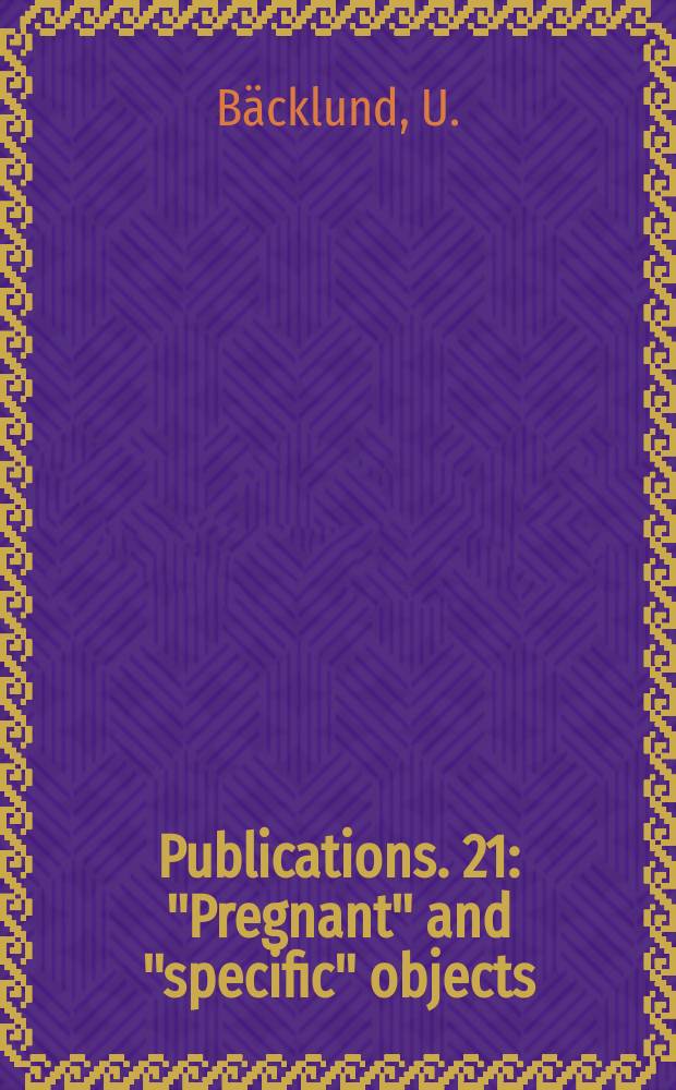 Publications. 21 : "Pregnant" and "specific" objects