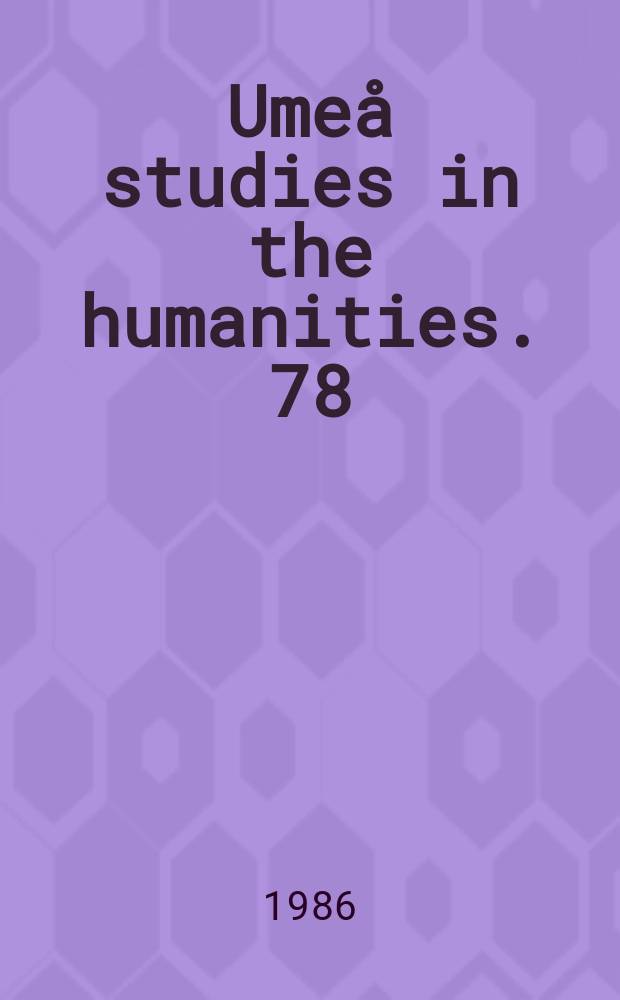 Umeå studies in the humanities. 78 : Relation och hamn