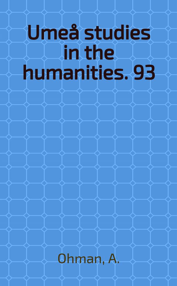 Umeå studies in the humanities. 93 : Äventyrets tid