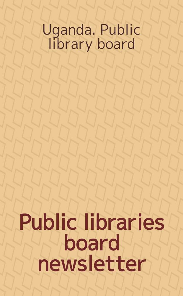 Public libraries board newsletter