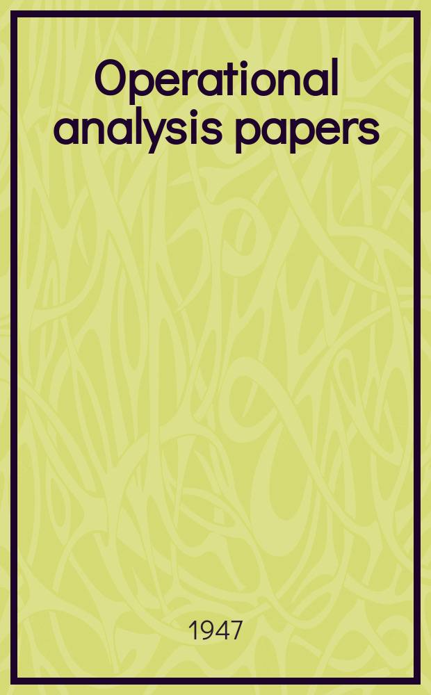 Operational analysis papers