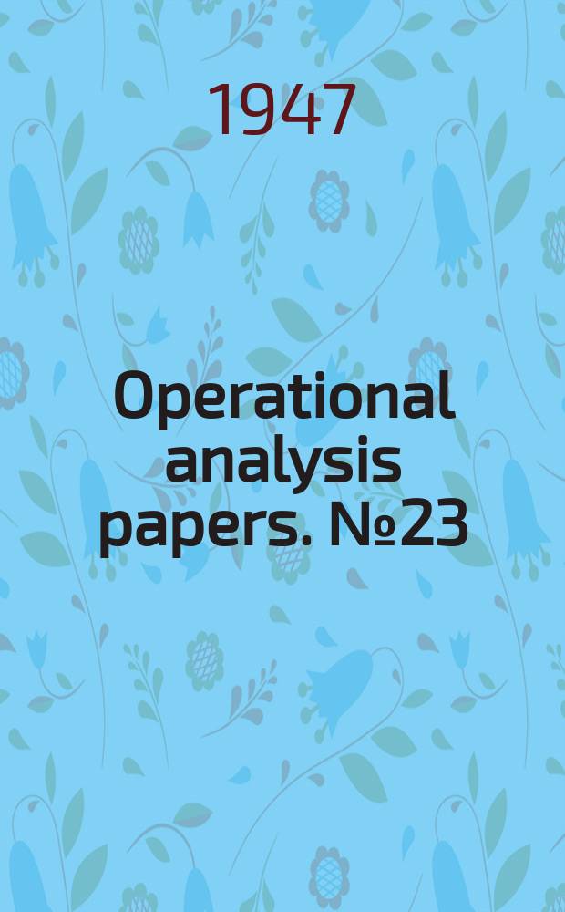 Operational analysis papers. №23 : Agriculture and food in Jugoslavia