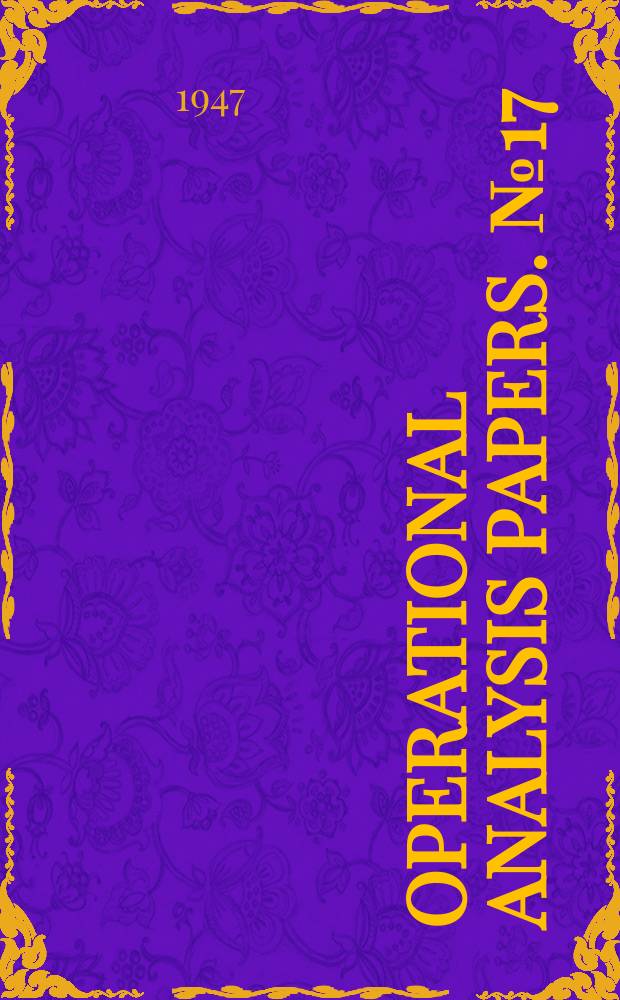 Operational analysis papers. №17 : Transport rehabilitation in Czechoslovakia