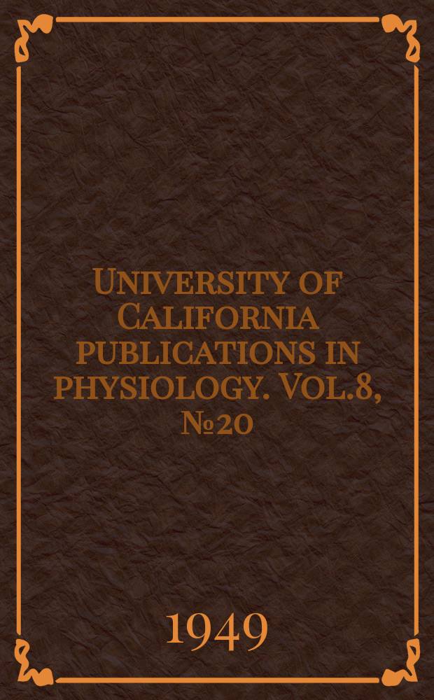 University of California publications in physiology. Vol.8, №20 : Percentages of twelve amino acids in swine organs