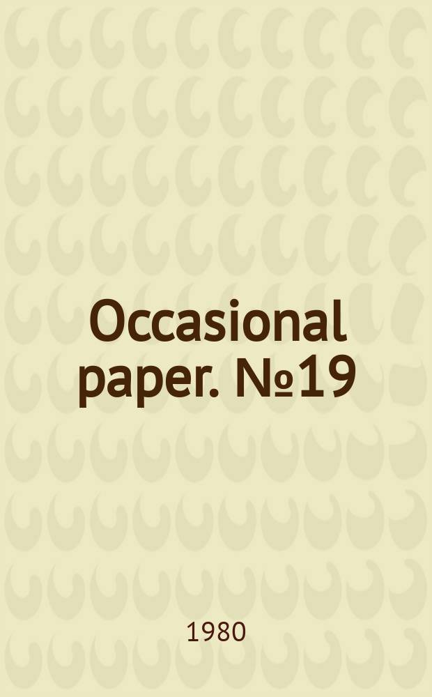 Occasional paper. №19 : U.S. policy on science for development ...