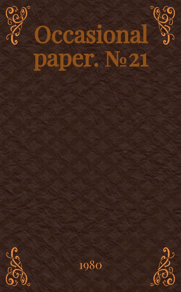Occasional paper. №21 : History of Ga'anda