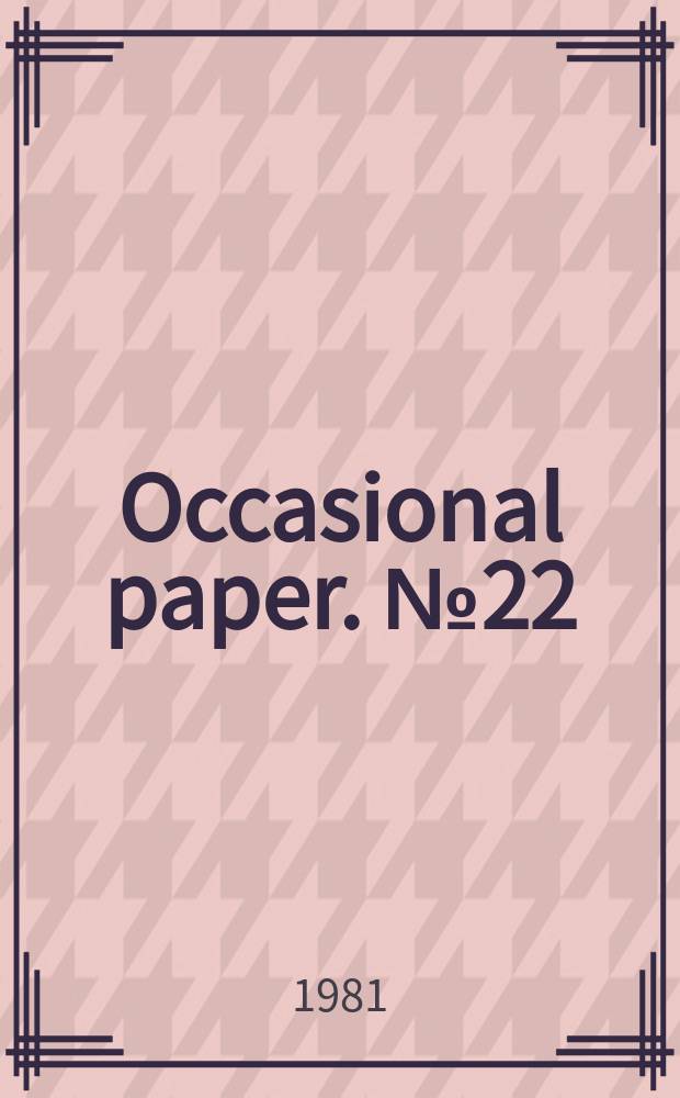 Occasional paper. №22 : State intervention in economic enterprise ...