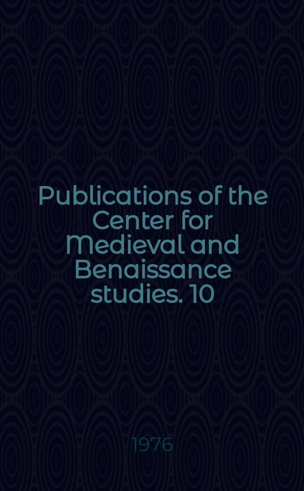 Publications of the Center for Medieval and Benaissance studies. 10 : On the elements