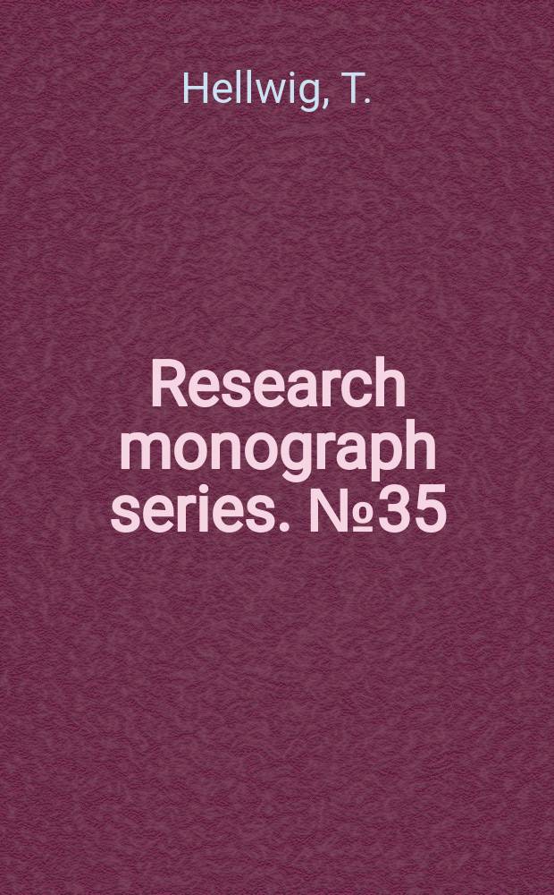 Research monograph series. №35 : In the Shadow of change