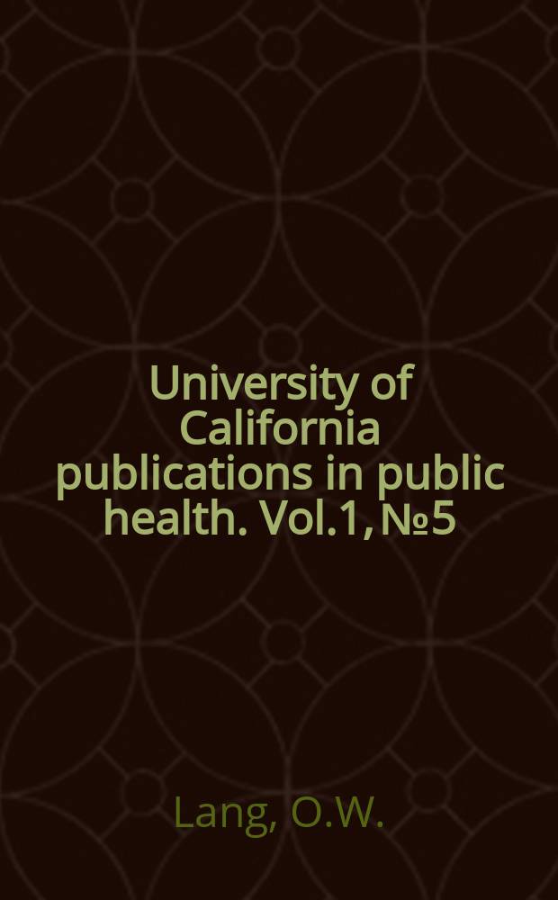 University of California publications in public health. Vol.1, №5 : Commercial packing of California mackerel