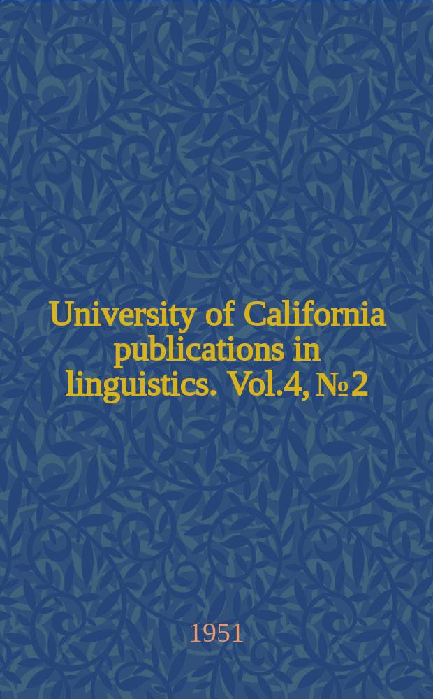 University of California publications in linguistics. Vol.4, №2 : The dialect of the Sierra de Mariveles Negritos