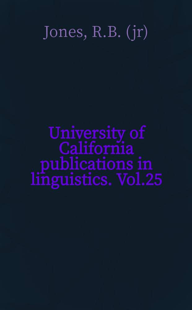 University of California publications in linguistics. Vol.25 : Karen linguistic studies