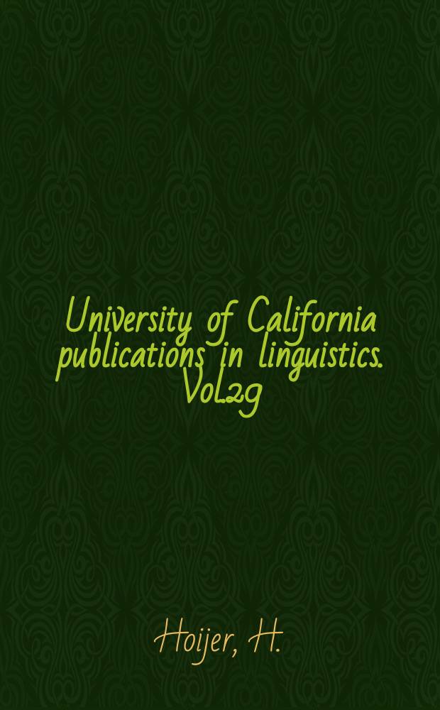 University of California publications in linguistics. Vol.29 : Studies in the Athapaskan languages